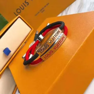 Louis Vuitton Dual-Plate إسورة حبل مضفر أحمر وأسود