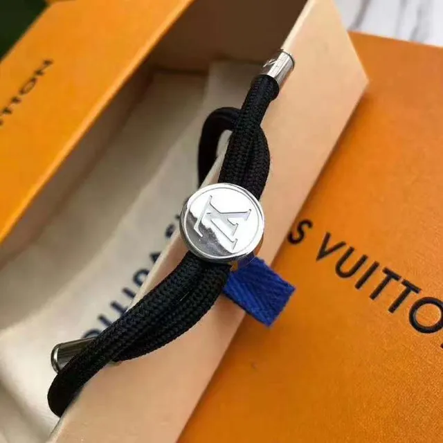Louis Vuitton Dual-Plate bracelet en cordon tressé rouge et noir 6