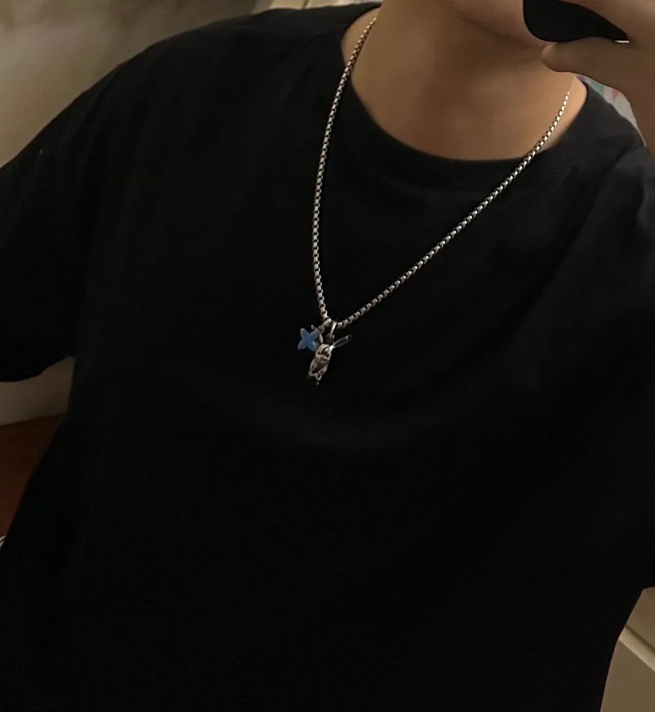 Louis Vuitton Enamel Pikachu and Flower Charm Silver Chain Necklace 2