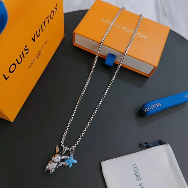 Louis Vuitton Enamel Pikachu and Flower Charm Silver Chain Necklace 5