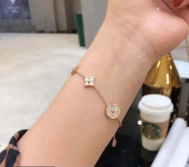 Louis Vuitton Five Flowers Gold-Tone Enamel Charm Bracelets 7