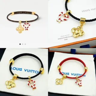 Louis Vuitton Floral and Heart Charm Braided Cord Bracelet