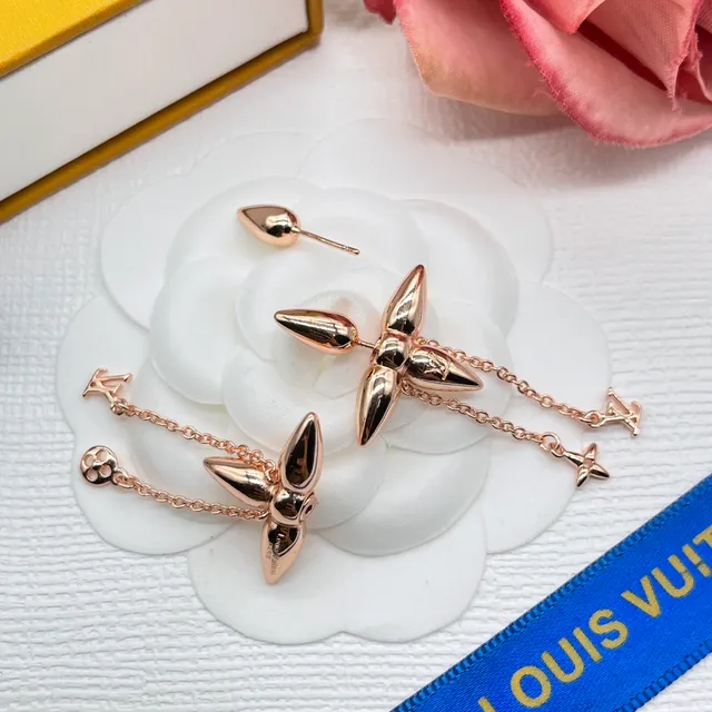 Boucles d'oreilles pendantes Louis Vuitton Floral Monogram Rose Gold 4
