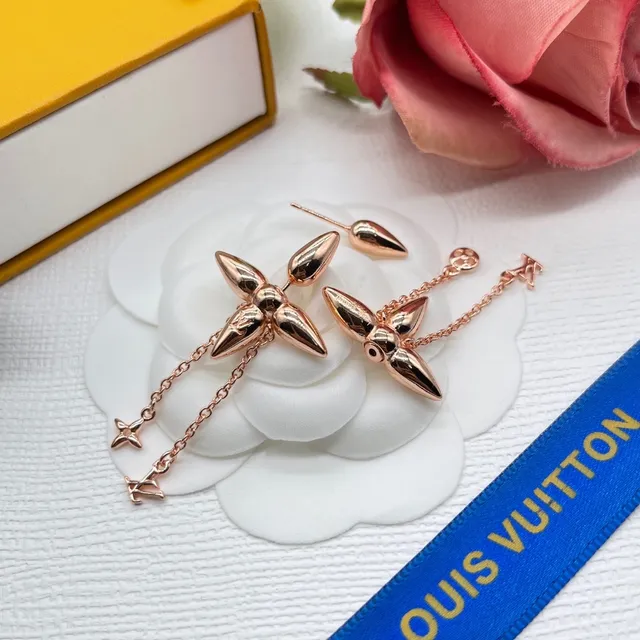 Boucles d'oreilles pendantes Louis Vuitton Floral Monogram Rose Gold 5