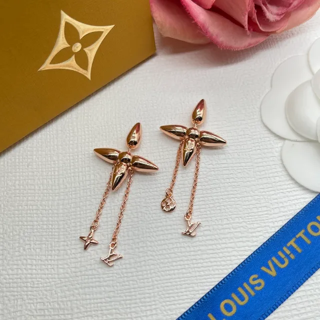 Boucles d'oreilles pendantes Louis Vuitton Floral Monogram Rose Gold 7