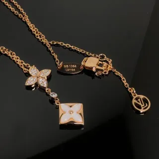 Louis Vuitton Floral Pendant Gold-Tone Necklace