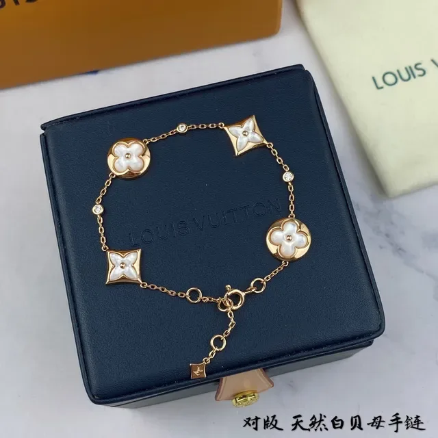 Louis Vuitton Flower Chain Bracelet Rose Gold Mother-of-Pearl Floral Bracelets 3