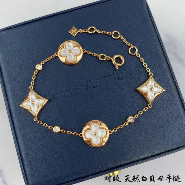 Louis Vuitton Flower Chain Bracelet Rose Gold Mother-of-Pearl Floral Bracelets 5