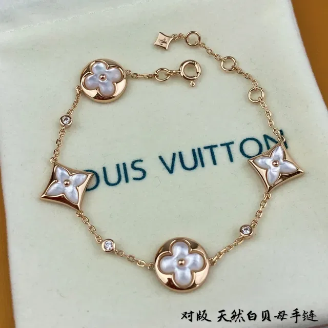 Louis Vuitton Flower Chain Bracelet Rose Gold Mother-of-Pearl Floral Bracelets 7
