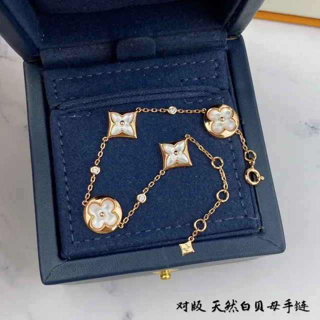 Louis Vuitton Flower Chain Bracelet Rose Gold Mother-of-Pearl Floral Bracelets 8