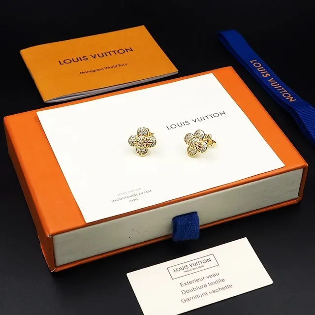 Louis Vuitton Flower Gold Red Pavé-Set Earrings 7