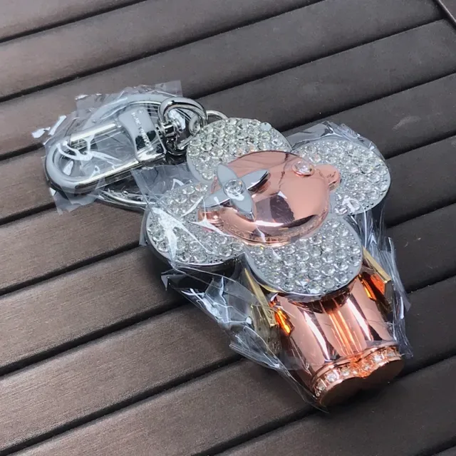 Louis Vuitton Flower Key Holder Silver Gold Crystal-Embellished Brooch 4