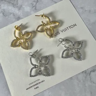 Louis Vuitton Flower Motif Pavé Crystal Butterfly Earrings