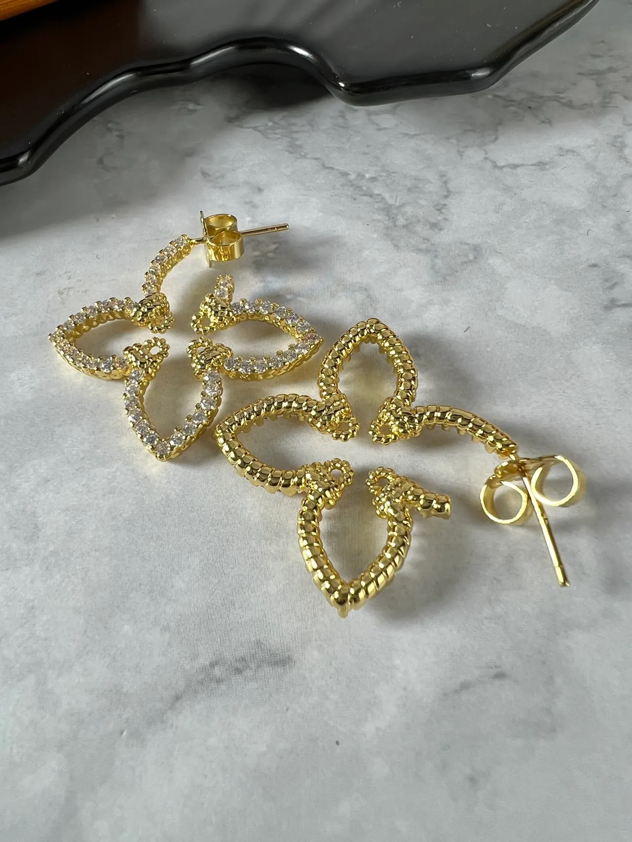 Louis Vuitton Flower Motif Pavé Crystal Butterfly Earrings 3