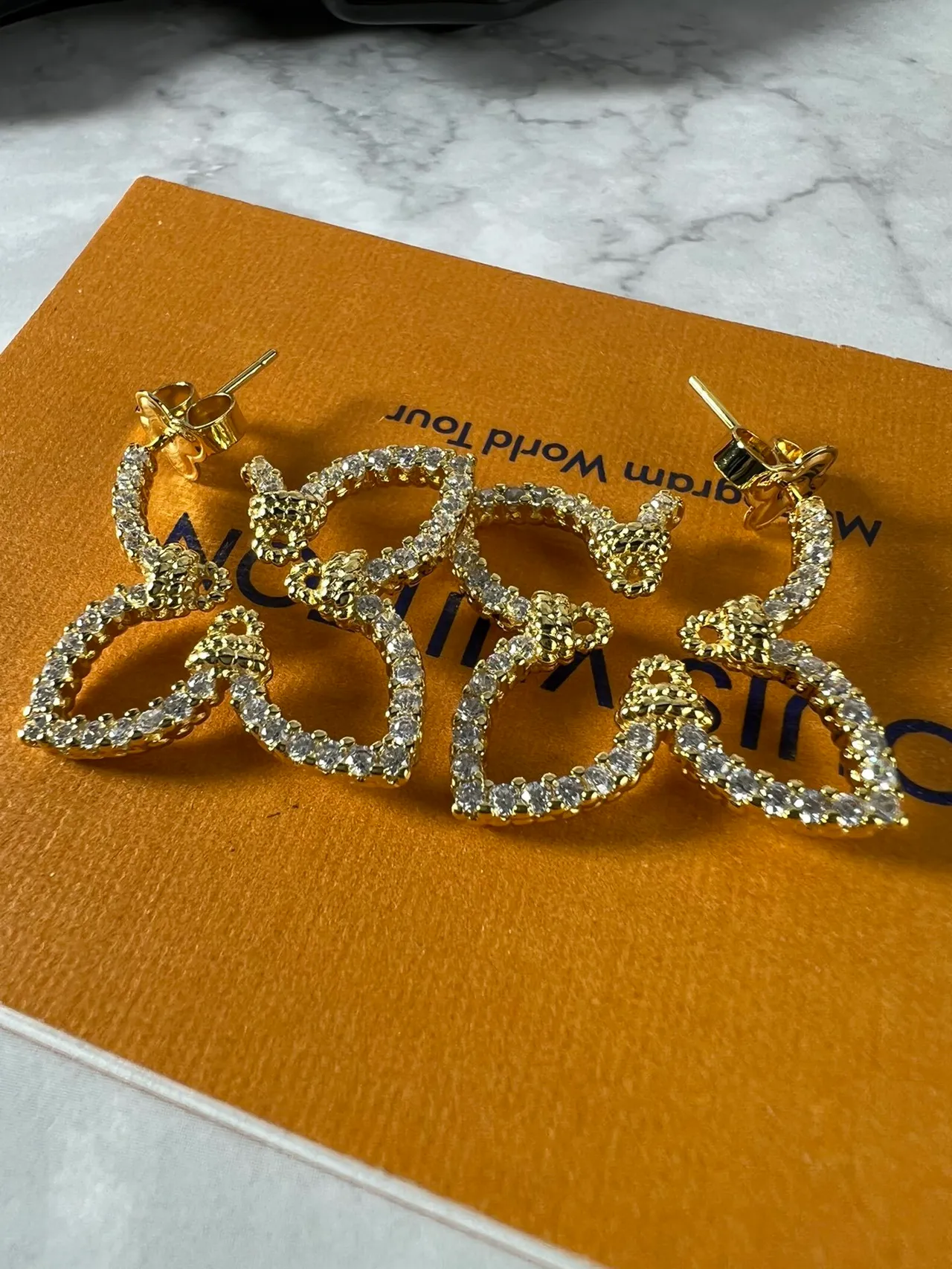 Louis Vuitton Flower Motif Pavé Crystal Butterfly Earrings 4
