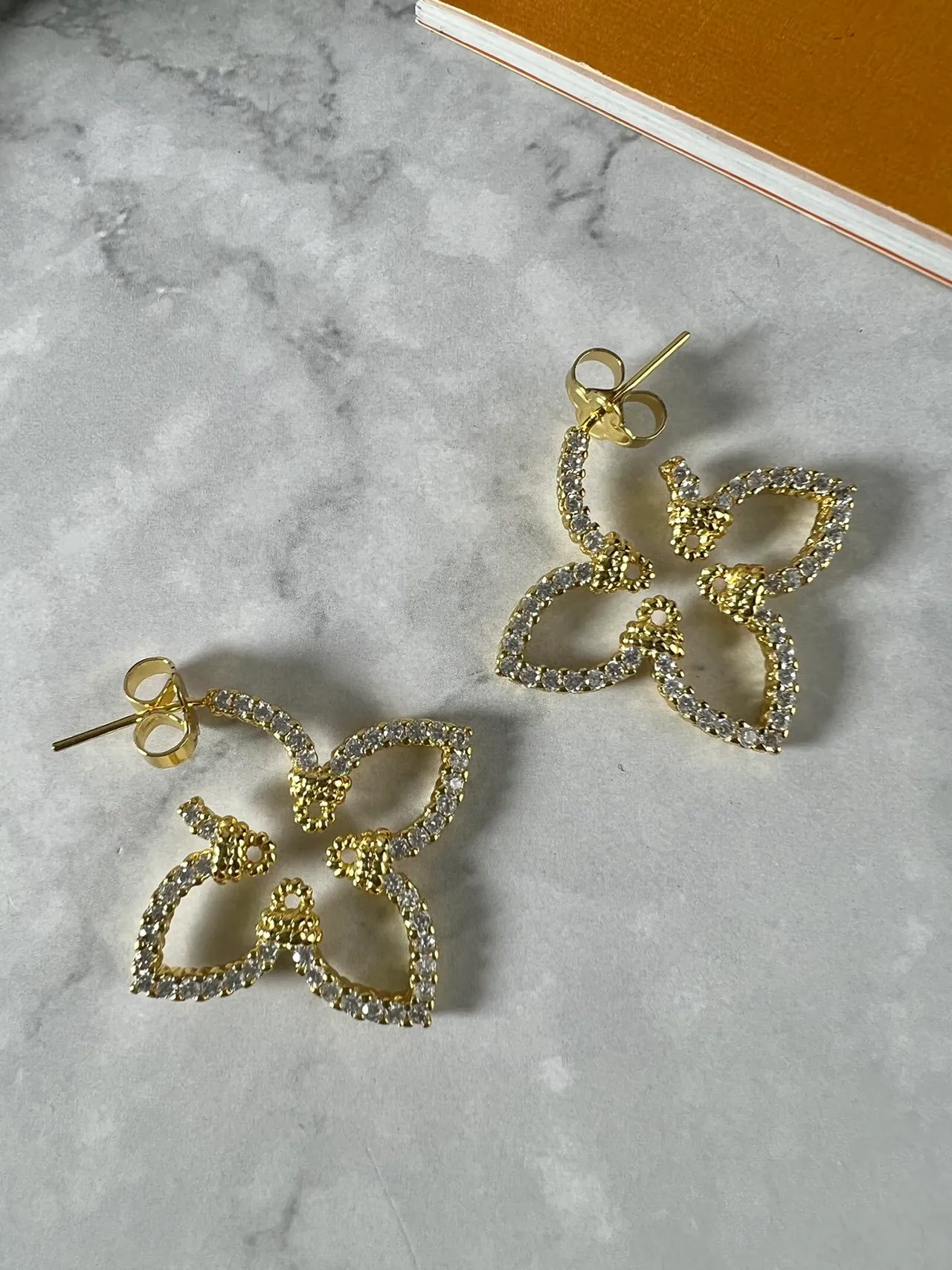 Louis Vuitton Flower Motif Pavé Crystal Butterfly Earrings 5