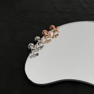 Louis Vuitton Flower Motif Silver Gold Stud Earrings