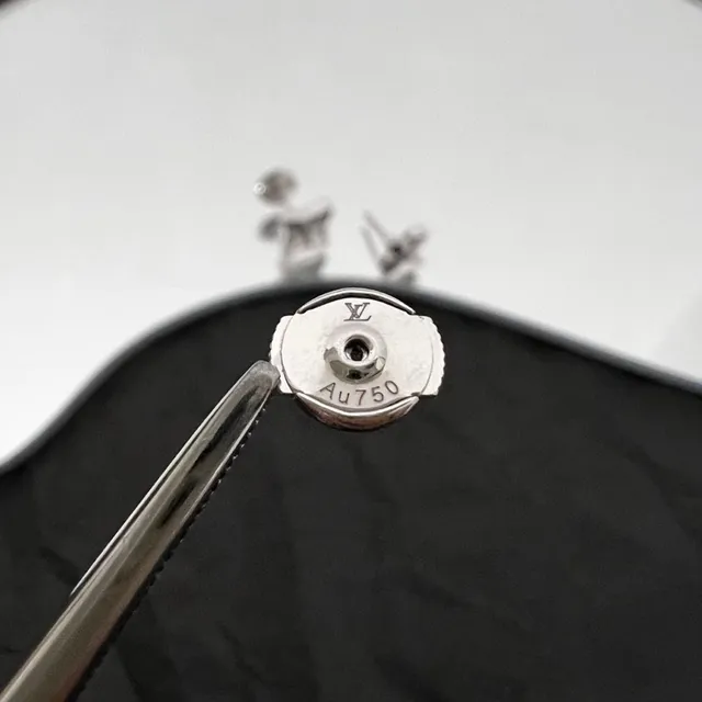 Louis Vuitton Flower Motif Silver Gold Stud Earrings 3