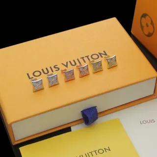 Louis Vuitton Flower Motif Square Pavé Earrings