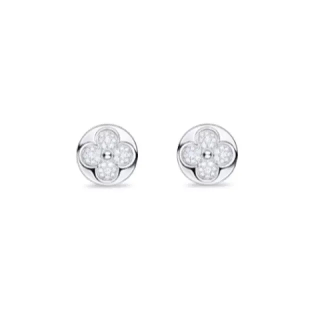 Louis Vuitton Flower Motif Square Pavé Earrings 3