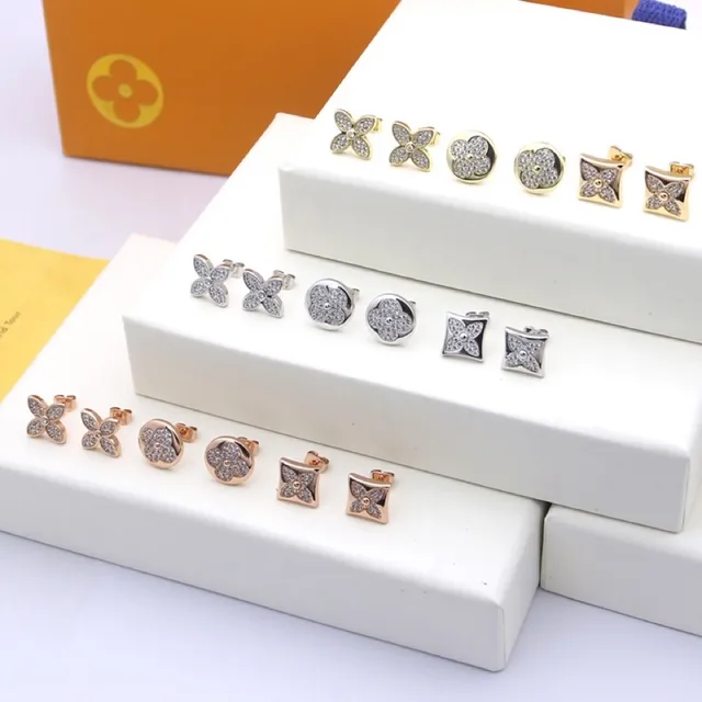 Louis Vuitton Flower Motif Square Pavé Earrings 6
