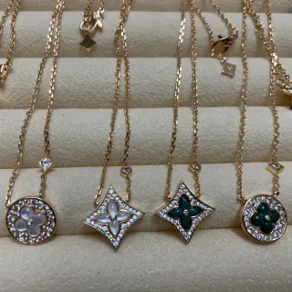 Louis Vuitton Gold Green Chain Pavé Crystal Border Necklace