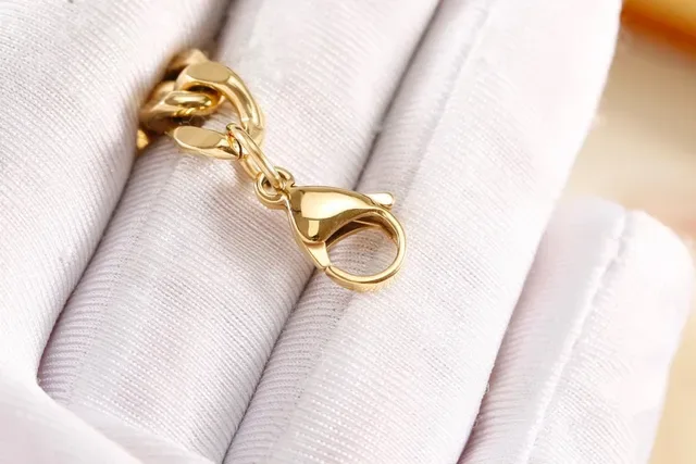 Louis Vuitton Gold Silver Curb Chain Engraved Bar Bracelet 4