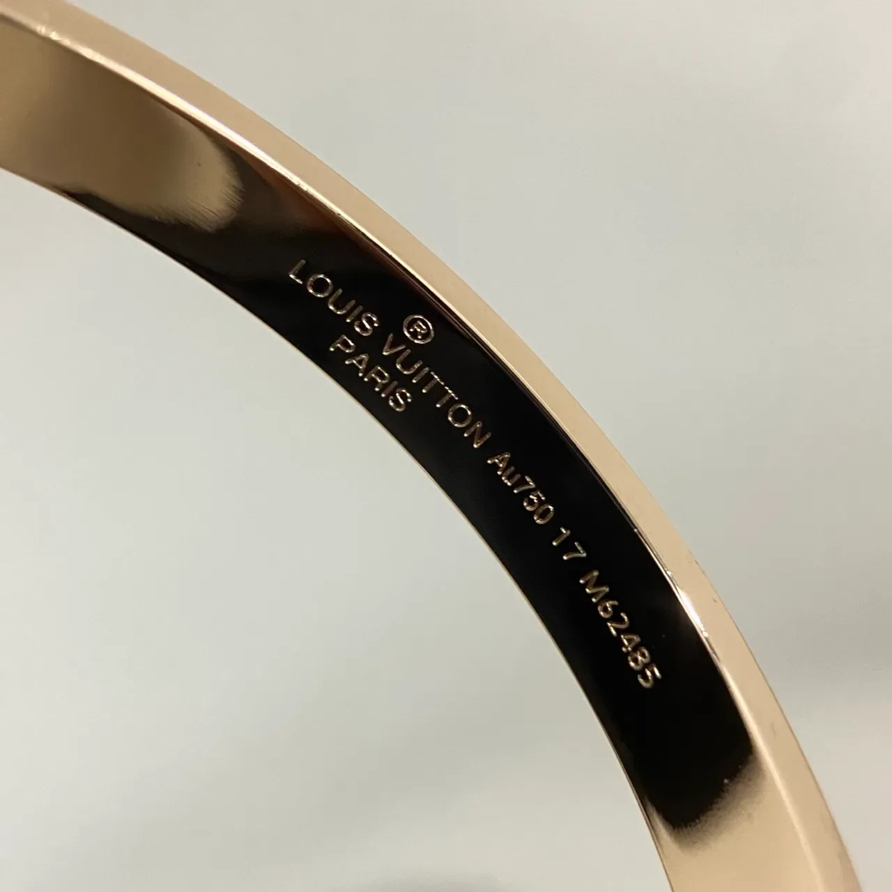 Louis Vuitton Gold Silver Embossed Monogram Rigid Bangle Bracelet 3