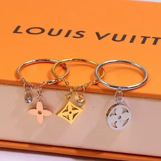 Louis Vuitton Gold Silver Metal Hanging Monogram Charms Ring