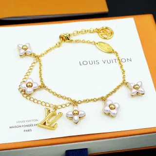 Louis Vuitton Gold-Tone Floral Charm Bracelet