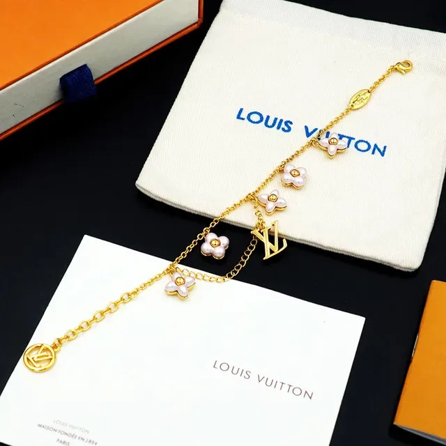 Louis Vuitton Gold-Tone Floral Charm Bracelet 2