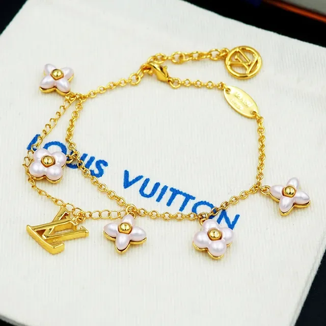 Louis Vuitton Gold-Tone Floral Charm Bracelet 3