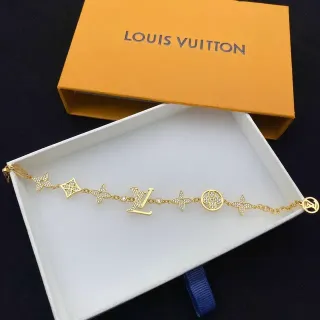 Louis Vuitton Gold-Tone Pavé Crystal Monogram Floral Motif Bracelet
