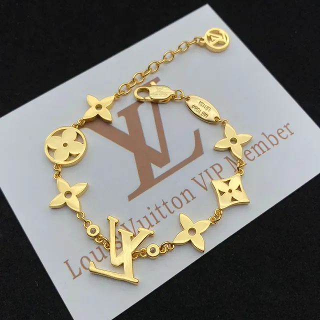 Louis Vuitton Gold-Tone Pavé Crystal Monogram Floral Motif Bracelet 5