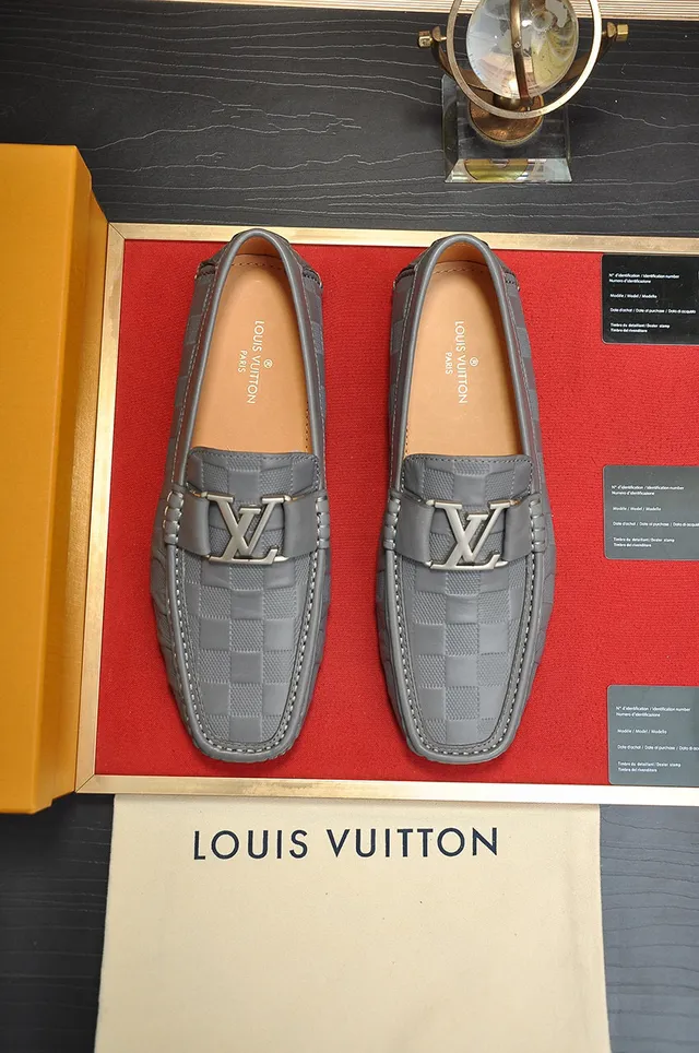 Louis Vuitton Gray Beige Checkered Damier Leather Double LV Buckle Loafer 8