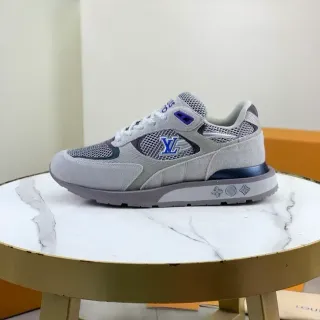 Louis Vuitton Zapatillas Lifestyle Gris Azul Hybrid Mesh-Suede Upper Embossed LV Motif Midsole