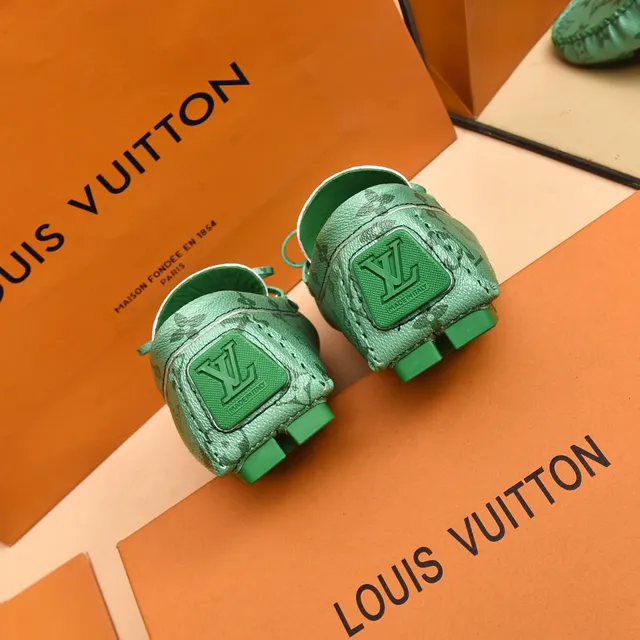 Louis Vuitton Green Monogrammed Leather Knotted Bow Detail Loafer 3