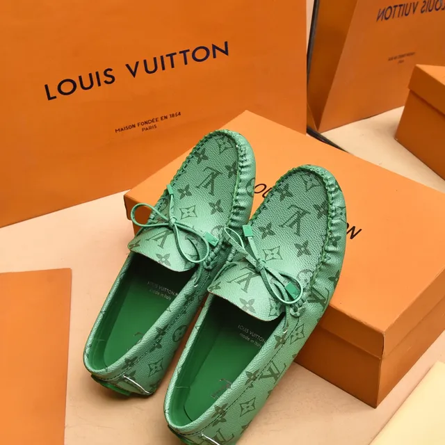 Louis Vuitton Green Monogrammed Leather Knotted Bow Detail Loafer 4
