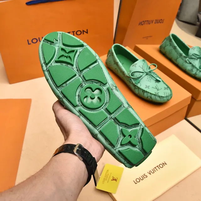 Louis Vuitton Green Monogrammed Leather Knotted Bow Detail Loafer 5
