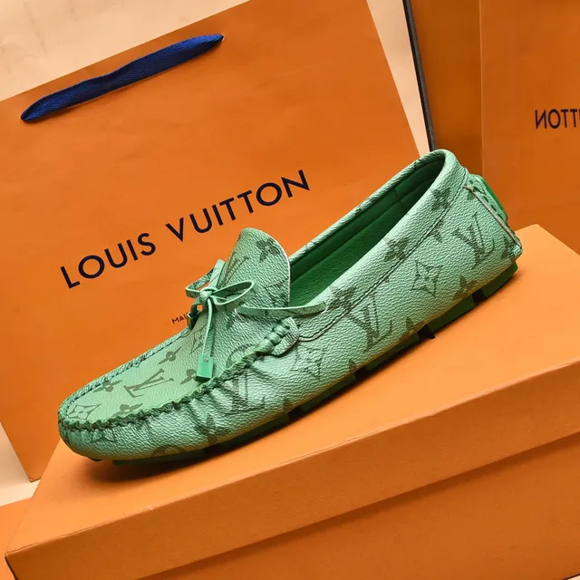 Louis Vuitton Green Monogrammed Leather Knotted Bow Detail Loafer 6