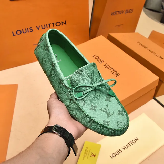 Louis Vuitton Green Monogrammed Leather Knotted Bow Detail Loafer 7