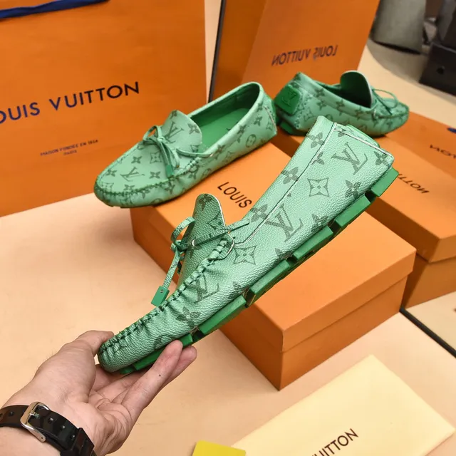 Louis Vuitton Green Monogrammed Leather Knotted Bow Detail Loafer 8