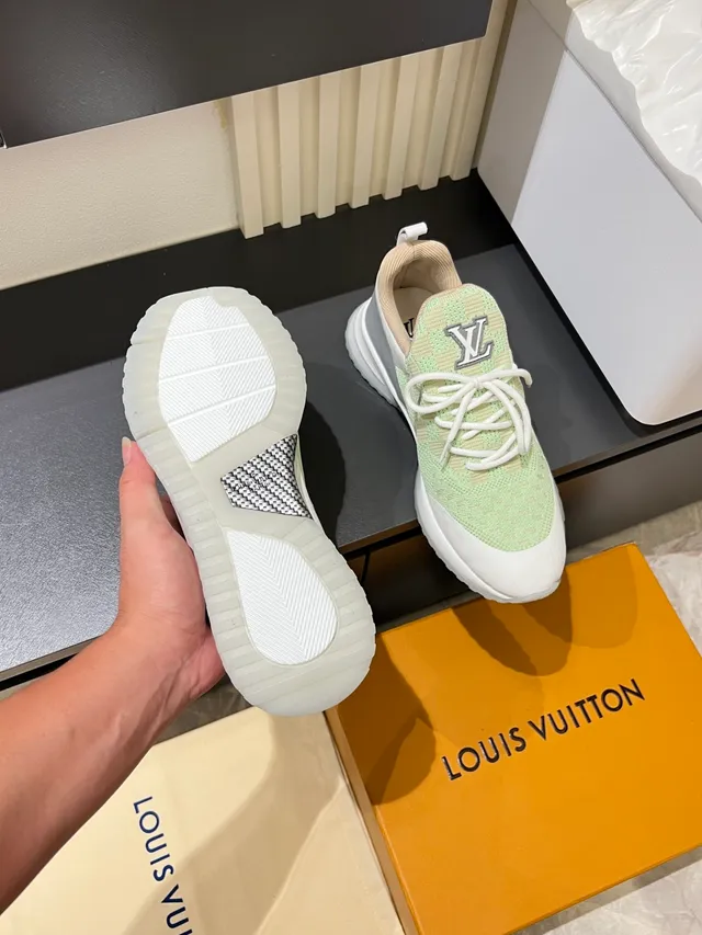 Louis Vuitton Green White Knit Upper Monogram Logo Lifestyle Sneakers 4