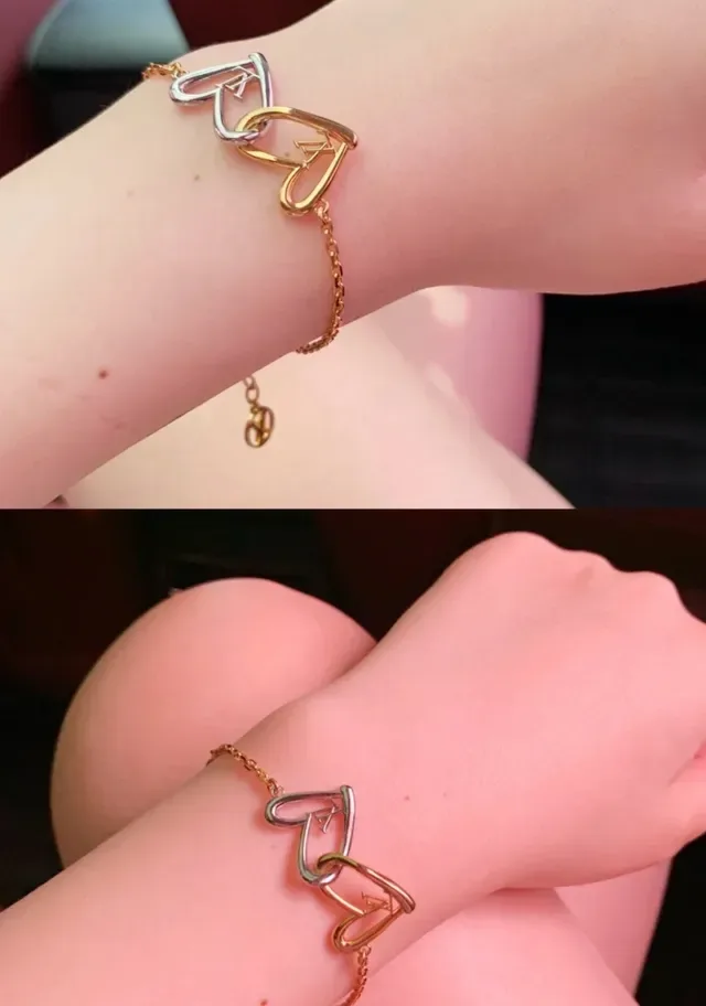 Louis Vuitton Heart Interlocking Dual-Tone Bracelet 7