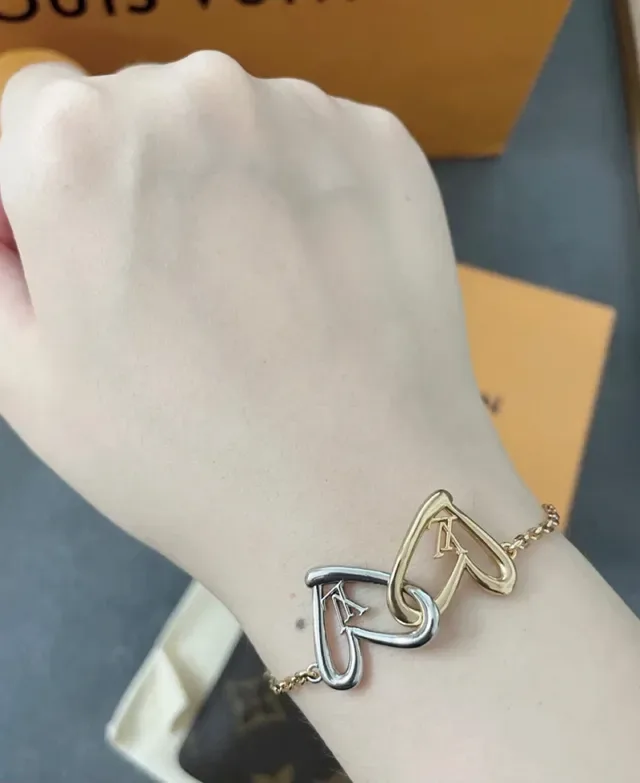 Louis Vuitton Heart Interlocking Dual-Tone Bracelet 9