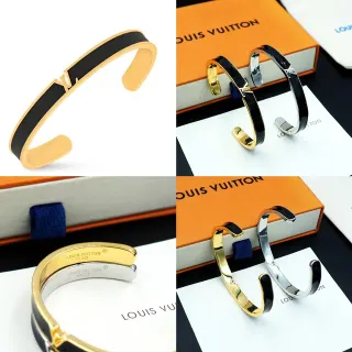Louis Vuitton Iconic Cuff Pulsera Negra Esmaltada Oro-Tono