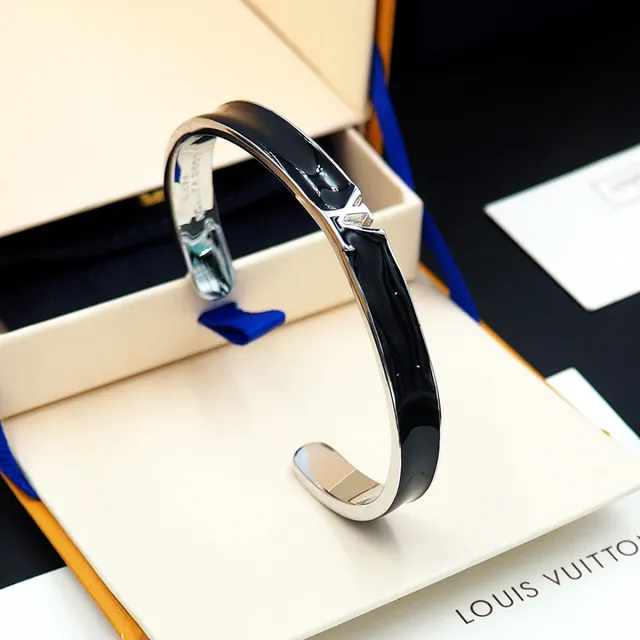 Louis Vuitton Iconic Cuff Black Enamel Gold-Tone Bracelet 3