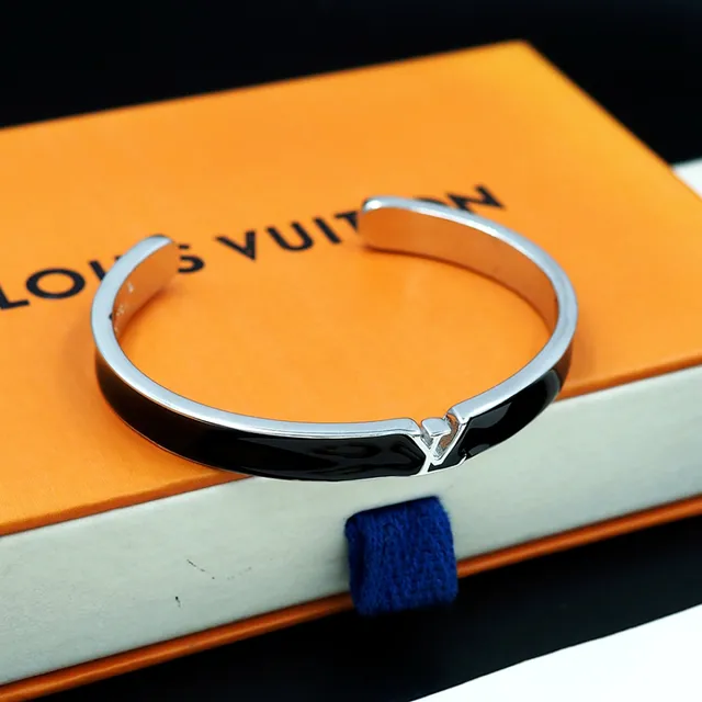 Louis Vuitton Iconic Cuff Black Enamel Gold-Tone Bracelet 4