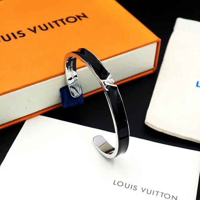 Louis Vuitton Iconic Cuff Black Enamel Gold-Tone Bracelet 5