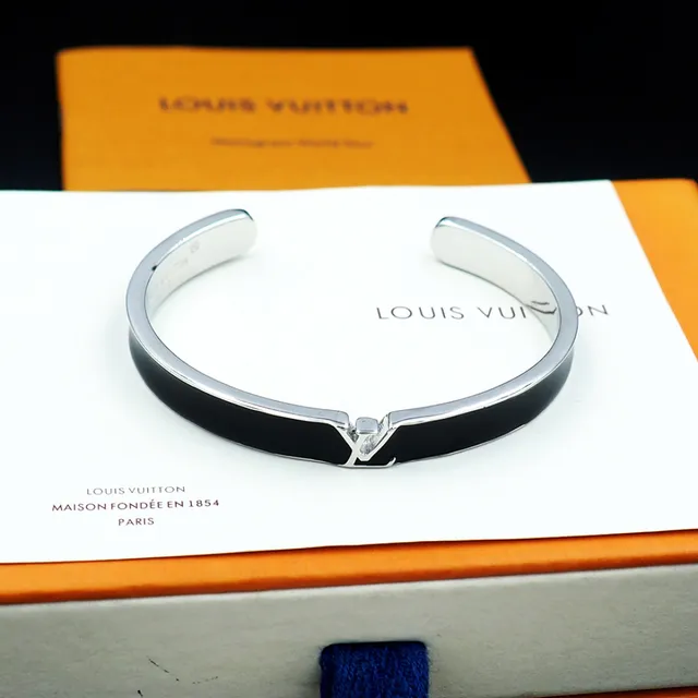 Louis Vuitton Iconic Cuff Black Enamel Gold-Tone Bracelet 6